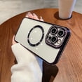 thumbnail image 1 of Nalacover for iPhone 12 Pro Clear Transparent Magnetic Case, Glitter Sparkle Rhinestone Frame Lens Protection Shockproof Cover for Women Girls, Compatible with MagSafe Wireless Charging,Darkpurple, 1 of 1
