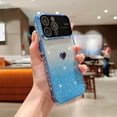 thumbnail image 1 of Nalacover for iPhone 12 Pro Heart Pattern Plating Sparkle Case, Gradient Glitter Shining Paper + Clear Rugged PC Back Shockproof Non-Yellowing Cover with Camera Lens Protective Film,Blue, 1 of 10