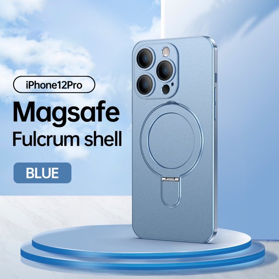 Nalacover for iPhone 12 Pro Invisible Stand Magnetic Case for Women Men,Compatible with MagSafe Charger,Shockproof Slim Support Car Mount Phone Case with All-inclusive Camera Lens Film,Blue