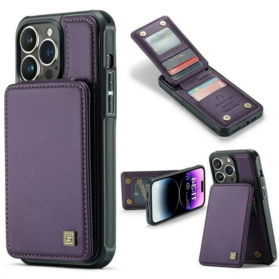 Nalacover for iPhone 12 Pro Max Back Wallet Case with Card Holder [RFID Blocking Protection] [Back Double Magnetic Clasp] Premium PU Leather Flip Kickstand Phone Case for Women Men,Purple