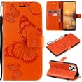 thumbnail image 1 of Nalacover For iPhone 12 Pro Max Case,Luxury 360 Protection Embossed Butterfly PU Leather and Soft TPU Flip Kickstand Magnetic Card Wallet Shockproof Protective Cover with Wrist Strap.Orange, 1 of 7