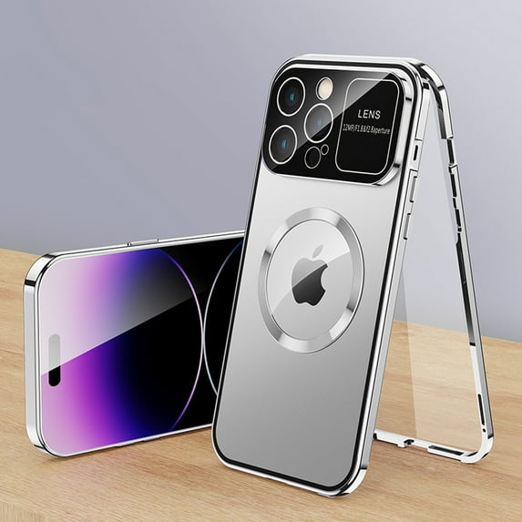 Nalacover for iPhone 12 Pro Max Dual-Layers Screen Protector Clear Case, High-Transparency Camera Lens Protector Rugged Metal Frame Shockproof Anti-Fingerprint Cover for iPhone 12 Pro Max,Silver