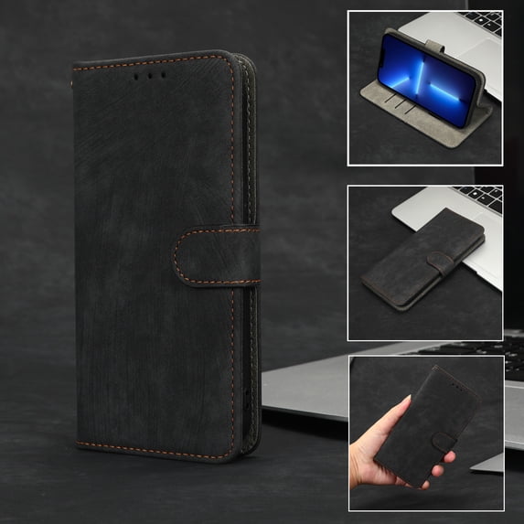 Nalacover for iPhone 12 Pro Max Flip Wallet Case,Stylish 360 Protection Synthetic Leather Soft TPU Flexible Magnetic RFID Kickstand Card Slots Shockproof Anti-Scratch with Wrist Strap Cover.Black