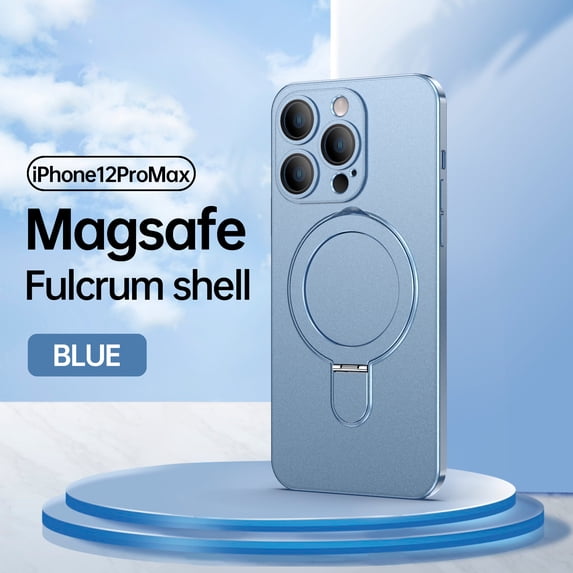 Nalacover for iPhone 12 Pro Max Invisible Stand Magnetic Case for Women Men,Compatible with MagSafe Charger,Shockproof Slim Support Car Mount Phone Case with All-inclusive Camera Lens Film,Blue