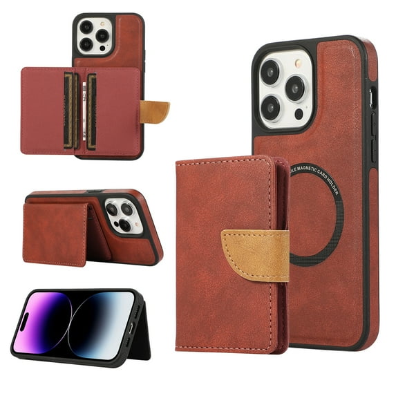 Nalacover for iPhone 12 Pro Max Magnetic 2 in 1 Detachable Leather Wallet Case,Compatible with MagSafe Wireless Charging,Shockproof Credit Card Slots Kickstand Phone Case for iPhone 12 Pro Max,Winered