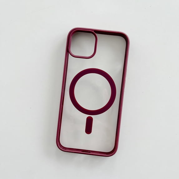 Nalacover for iPhone 12 Pro Max Matte Frosted Clear Case, Magnetic Ring Compatible with MagSafe Wireless Charging, Acrylic + TPU Shockproof Non-Yellowing Cover for iPhone 12 Pro Max, Winered