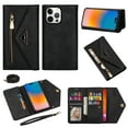 thumbnail image 1 of Nalacover for iPhone 12 Pro Max Wallet Case,360 Protection PU Leather and Soft TPU Magnetic Flip Folding Kickstand Card Slots Zipper Pocket Shockproof Cover with Crossbody Shoulder Strap.Black, 1 of 15
