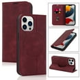 thumbnail image 1 of Nalacover for iPhone 12 Pro Max Wireless Charging Case,Luxury Full Body Protection Solid Color PU Leather Magnetic Closure Flip RFID Blocking Card Slots Stand Cover.For iPhone 12 Pro Max,Red, 1 of 6