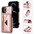 thumbnail image 1 of Nalacover for iPhone 12 Pro Max Zipper Wallet Case,Luxury Premium PU Leather Back Soft TPU Magnetic Buckle Flip Card Pocket Shockproof Slim Cover with Adjustable Crossbody Shoulder Strap,Pink, 1 of 6