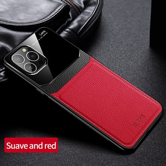 Nalacover for iPhone 12 mini Case Premium Leather Luxury PU Non-Slip Grip Defender Bumper [ with Screen Protector] Shockproof Full Body Cover Phone Cases For Apple iPhone 12 mini - Red