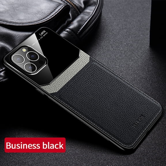 Nalacover for iPhone 12 mini Case Premium Leather Luxury PU Non-Slip Grip Defender Bumper [ with Screen Protector] Shockproof Full Body Cover Phone Cases For Apple iPhone 12 mini - Black