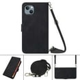 thumbnail image 1 of Nalacover For iPhone 13 Mini Card Slot Case,Shockproof Premium PU Leather Magnetic Clasp Flip Stand Wallet for Women Men Cover with Removable Adjustable Crossbody Shoulder Strap,Black, 1 of 9