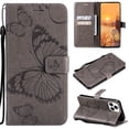 thumbnail image 1 of Nalacover For iPhone 13 Pro 6.1 inch Case,Luxury 360 Protection Embossed Butterfly PU Leather and Soft TPU Flip Kickstand Magnetic Card Wallet Shockproof Protective Cover with Wrist Strap.Gray, 1 of 9