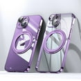 thumbnail image 1 of Nalacover for iPhone 13 Pro Clear Case,[Compatible with MagSafe] [360° Rotatable Ring Kickstand] Plating Camera Lens Protector PC Transparent Anti-yellowing Shockproof Phone Case,Purple, 1 of 12