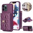 thumbnail image 1 of Nalacover for iPhone 13 Pro Crossbody Wallet Case, Elegant Premium PU Leather Shoulder Strap Lanyard Cover with Metal Lock Button Card Slots Soft Silicone Shockproof Case,Purple, 1 of 5