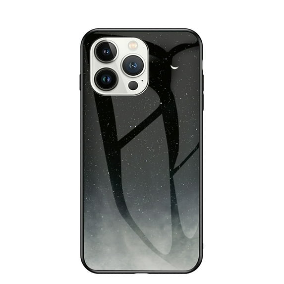 Nalacover For iPhone 13 Pro Max Fit Slim Case,Stylish Galaxy Pattern Design Luxury Tempered Glass Back Case Anti-scratch Side with TPU Bumper Shockproof Camera Lens Protective Cover.B