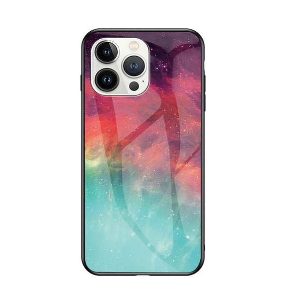 Nalacover For iPhone 13 Pro Max Fit Slim Case,Stylish Galaxy Pattern Design Luxury Tempered Glass Back Case Anti-scratch Side with TPU Bumper Shockproof Camera Lens Protective Cover.D