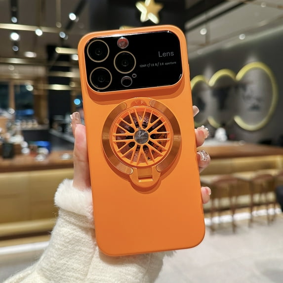 Nalacover for iPhone 13 Pro Max Magnetic Case with Invisible Ring Kickstand Compatible with MagSafe,for Women Men,360° Rotating Gyro Camera Lens Protection Hard PC Slim Phone Case, Orange
