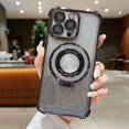 thumbnail image 1 of Nalacover for iPhone 13 Pro Max Magnetic Glitter Gradient Case with Camera Lens Protector & Kickstand [Compatible with MagSafe] Luxury Electroplated Bling Sparkle Clear TPU Phone Case - Black, 1 of 8