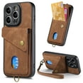 thumbnail image 1 of Nalacover for iPhone 13 Pro Max, Slim Case Wallet with Credit Card Holder, Back Flip Premium Leather Magnetic Clasp Kickstand Wirst Hand Strap Shockproof Cover For iPhone 13 Pro Max, Brown, 1 of 11