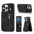 thumbnail image 1 of Nalacover for iPhone 13 Pro Max, Wallet with RFID Credit Card Holder and Zipper Pocket,Drop Protection Flip Cover Ring Holder Kickstand with Double Magnetic Clasp For iPhone 13 Pro Max, Black, 1 of 12