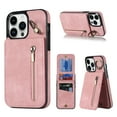 thumbnail image 1 of Nalacover for iPhone 13 Pro Max, Wallet with RFID Credit Card Holder and Zipper Pocket,Drop Protection Flip Cover Ring Holder Kickstand with Double Magnetic Clasp, Pink, 1 of 12