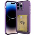 thumbnail image 1 of Nalacover for iPhone 13 Pro Wallet Case, Back Card Holder Wallet Cover Ultra Slim Thin Flexible Clear TPU Gel Rubber Soft Skin Silicone Clear Case with Card Slot For iPhone 13 Pro 6.1", Purple, 1 of 7