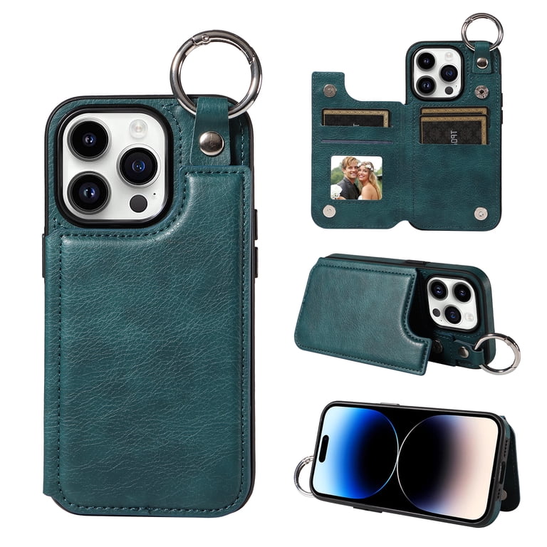 Nalacover for iPhone 13 Pro Wallet Case with Card Slots & Metal Finger Ring, Durable PU Leather Back Double Magnetic Botton Flip Kickstand Purse Shockproof Phone Case,Green - Walmart.com Nalacover for iPhone 13 Pro Wallet Case with Card Slots & Metal Finger Ring, Durable PU Leather Back Double Magnetic Botton Flip Kickstand Purse Shockproof Phone Case,Green - Walmart.com