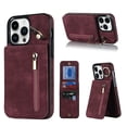 thumbnail image 1 of Nalacover for iPhone 13 Pro, Wallet with RFID Credit Card Holder and Zipper Pocket,Drop Protection Flip Cover Ring Holder Kickstand with Double Magnetic Clasp For iPhone 13 Pro, Winered, 1 of 12