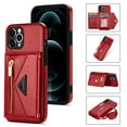 thumbnail image 1 of Nalacover for iPhone 13 Pro Zipper Wallet Case,Luxury Premium PU Leather Back Soft TPU Magnetic Buckle Flip Card Pocket Shockproof Slim Cover with Adjustable Crossbody Shoulder Strap,Red, 1 of 6