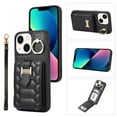 thumbnail image 1 of Nalacover for iPhone 13 Ring Holder Crossbody Wallet Case with Credit Card Slots, Lanyard Shoulder Strap Premium PU Leather Wrist Hand Strap Cover with Kickstand for iPhone 13,Black, 1 of 10