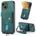 thumbnail image 1 of Nalacover for iPhone 13, Slim Case Wallet with Credit Card Holder, Back Flip Premium Leather Magnetic Clasp Kickstand Wirst Hand Strap Shockproof Cover For iPhone 13, Green, 1 of 11