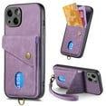 thumbnail image 1 of Nalacover for iPhone 13, Slim Case Wallet with Credit Card Holder, Back Flip Premium Leather Magnetic Clasp Kickstand Wirst Hand Strap Shockproof Cover For iPhone 13, Purple, 1 of 11