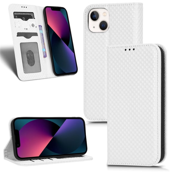 Nalacover for iPhone 13 Wallet Case, 360 Protection Premium Leather Anti-Scratch Magnetic Closure Flip Kickstand Credit Card Slots Protective Phone Cover For iPhone 13 - 6.1", White