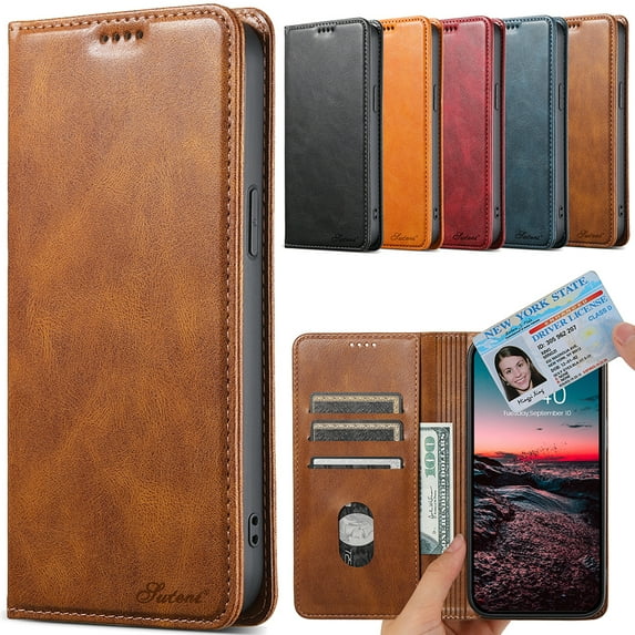 Nalacover for iPhone 13 Wallet Case, Card Slots Cash Holder Magnetic Closure Cover, Business PU Leather Flip Case with Kickstand TPU Shockproof Case for iPhone 13, Brown