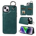 thumbnail image 1 of Nalacover for iPhone 13 Wallet Case with Card Slots & Metal Finger Ring, Durable PU Leather Back Double Magnetic Botton Flip Kickstand Purse Shockproof Phone Case,Green, 1 of 10