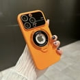thumbnail image 1 of Nalacover for iPhone 14 Case with Magnetic Invisible Kickstand Compatible with MagSafe,for Women Men Logo View Window Large Viewport Design Hard PC Camera Lens Protector Phone Case,Orange, 1 of 11