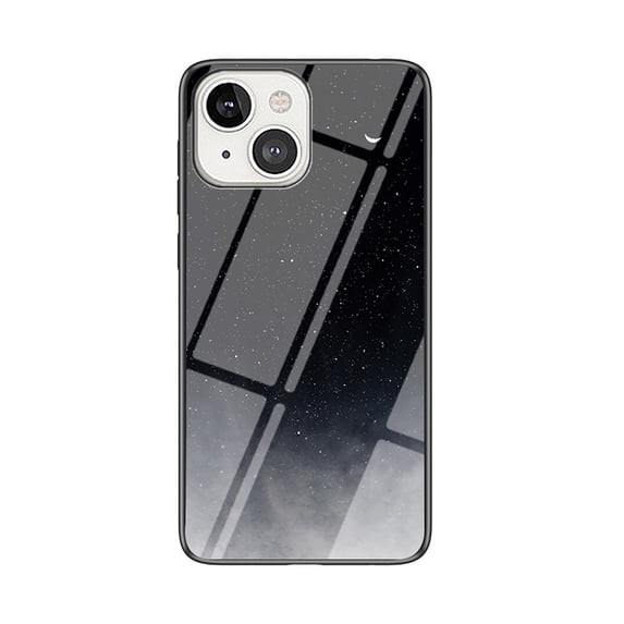 Nalacover For iPhone 14 Fit Slim Case,Stylish Galaxy Pattern Design Luxury Tempered Glass Back Case Anti-scratch Side with TPU Bumper Shockproof Camera Lens Protective Cover.For iPhone 14,B