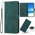 thumbnail image 1 of Nalacover for iPhone 14 Flip Wallet Case,Luxury Love Heart Embossed PU Leather Shockproof Soft TPU Protective Folio Kickstand Card Holder Slots Cover with Wrist Strap for Women Men,Green, 1 of 8