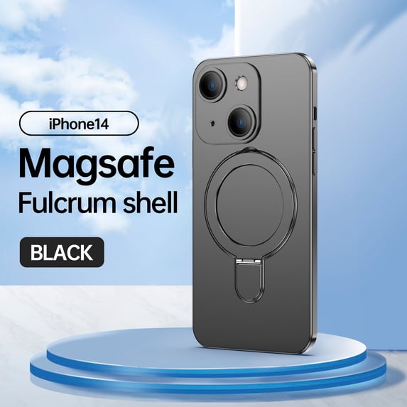 Nalacover for iPhone 14 Invisible Stand Magnetic Case for Women Men,Compatible with MagSafe Charger,Shockproof Slim Support Car Mount Phone Case with All-inclusive Camera Lens Film,Black