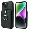 thumbnail image 1 of Nalacover for iPhone 14 Plus Back Wallet Case, Card Slots Holder Premium PU Leather Purse Cover with Rotated Ring Holder Bracket, Soft TPU Bumper Shockproof Lens Protection Case,Darkgreen, 1 of 8