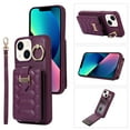 thumbnail image 1 of Nalacover for iPhone 14 Plus Ring Holder Crossbody Wallet Case with Credit Card Slots, Lanyard Shoulder Strap Premium PU Leather Wrist Hand Strap Cover with Kickstand,Deeppurple, 1 of 10