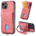 thumbnail image 1 of Nalacover for iPhone 14 Plus, Slim Case Wallet with Credit Card Holder, Back Flip Premium Leather Magnetic Clasp Kickstand Wirst Hand Strap Shockproof Cover For iPhone 14 Plus, Pink, 1 of 11