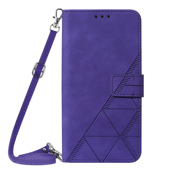 Nalacover For iPhone 14 Pro Card Slot Case,Shockproof Premium PU Leather Magnetic Clasp Flip Stand Wallet for Women Men Cover with Removable Adjustable Crossbody Shoulder Strap,Purple