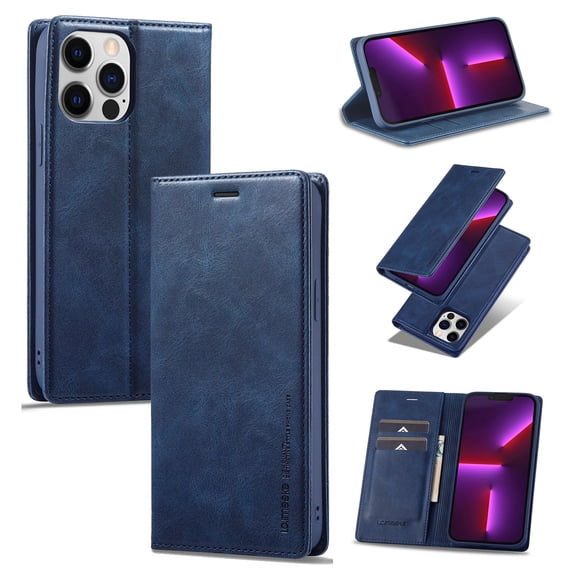 Nalacover for iPhone 14 Pro Card Slots Wallet Case with RFID Blocking, Premium PU Leather Flip Cover, Magnetic Closure Kickstand TPU Shockproof Case for iPhone 14 Pro,Blue