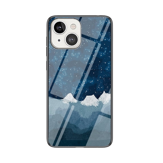 Nalacover For iPhone 14 Pro Fit Slim Case,Stylish Galaxy Pattern Design Luxury Tempered Glass Back Case Anti-scratch Side with TPU Bumper Shockproof Camera Lens Protective Cover.A