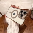 thumbnail image 1 of Nalacover for iPhone 14 Pro Magnetic Case,Clear Glitter Case Compatible with MagSafe,Cute Sparkle Shiny Rhinestone Diamond Camera Protector Soft TPU Plating Bumper Women Girls Phone Case,Gold, 1 of 1