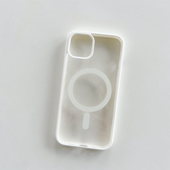 Nalacover for iPhone 14 Pro Matte Frosted Clear Case, Magnetic Ring Compatible with MagSafe Wireless Charging, Acrylic + TPU Shockproof Non-Yellowing Cover for iPhone 14 Pro, White