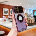 thumbnail image 1 of Nalacover for iPhone 14 Pro Max Sparkle Shining Magnetic Case Compatible with MagSafe Support Wireless Charging, Glitter Paper Electroplated Frame Cover with Lens Protector Clear Case,Darkpurple, 1 of 1