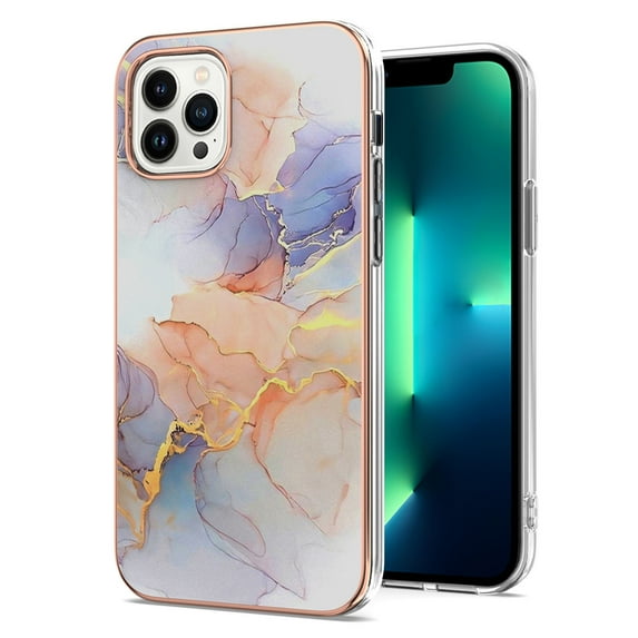Nalacover for iPhone 14 Pro Slim Case, Fish Scale Marble Pattern Soft TPU Shockproof Lens Protection Cover for Women Girls, Compatible with MagSafe Wireless Charging Case,White Marble